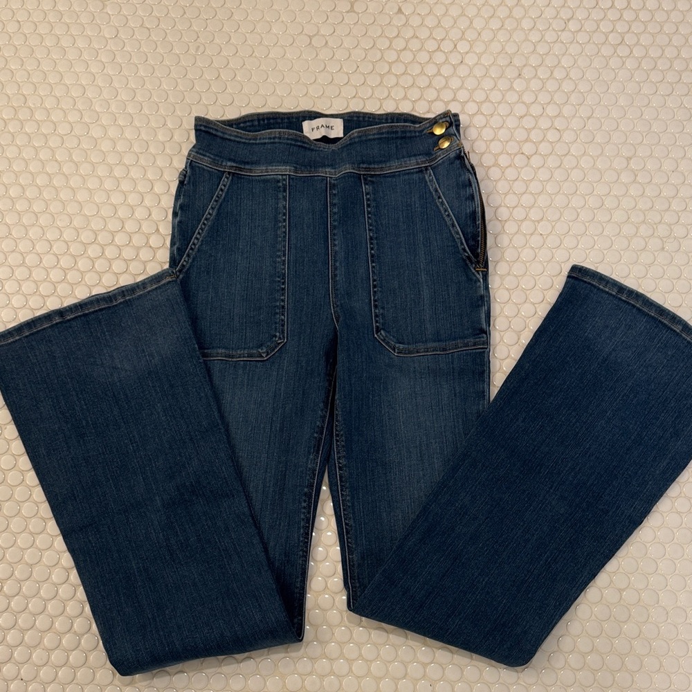 Frame Denim Indigo Wide Leg Jeans